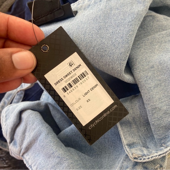 City Chic Plus Size Sweet Denim Light Color Dress New W Tags, Matching Belt! - Picture 9 of 11